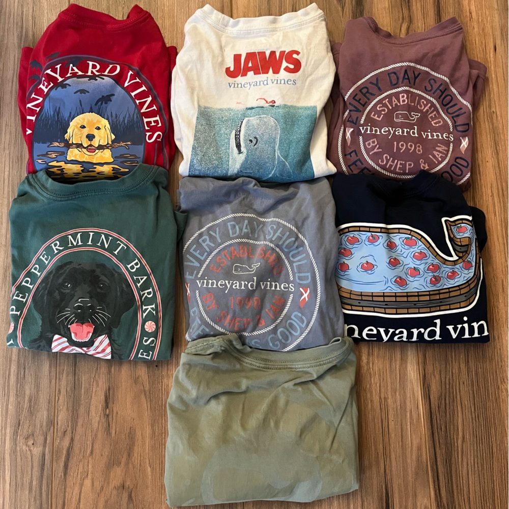 3T LOT OF 7 LONG SLEEVE VINEYARD VINES T-SHIRTS